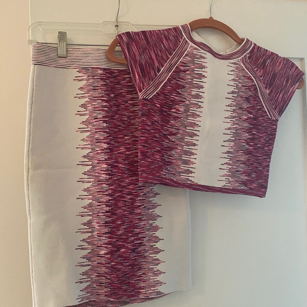 Bebe two piece white and pink outfit